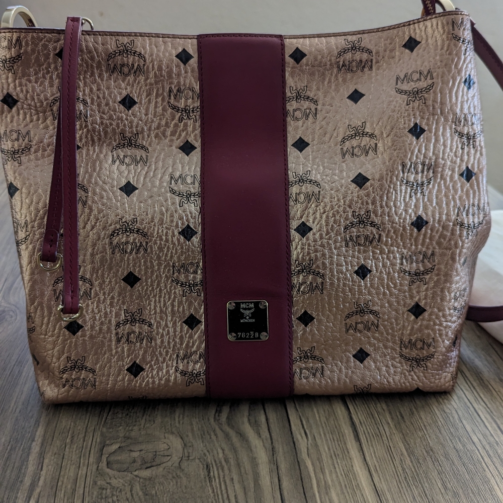 ✨SALE✨MCM Authentic Klara Women's Rose Gold and Burgundy Boho Bag